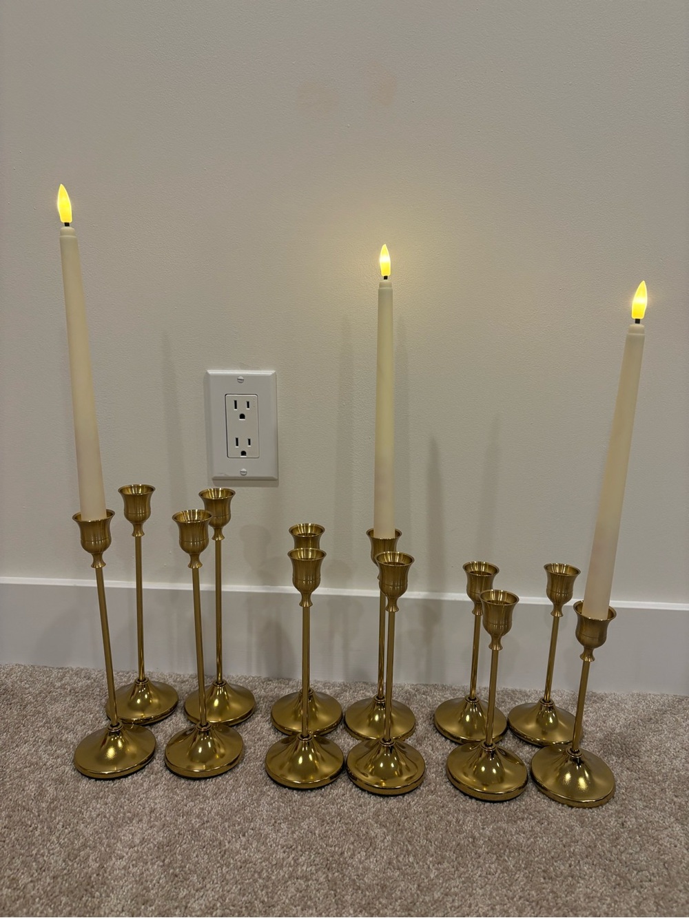 Brass Taper Candle Holders - Elegant Gold Set